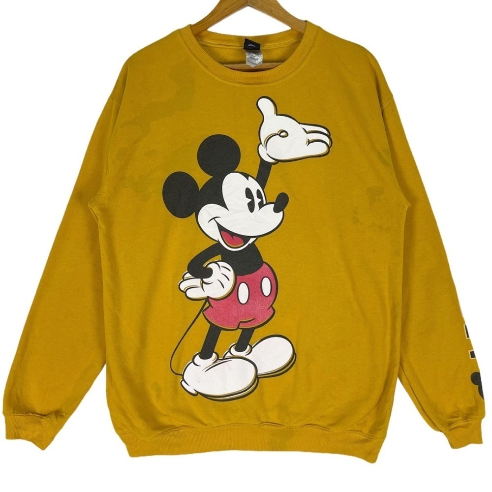 Disney Mickey Unisex crewneck mustard sweatshirt Sz L-XL Vintage